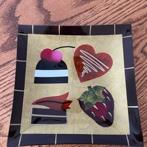 Vintage Glass Painted Plate; Valentine’s Day; Sweets